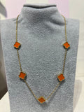 Van cleef 18 gold plated stainless steel necklace in orange