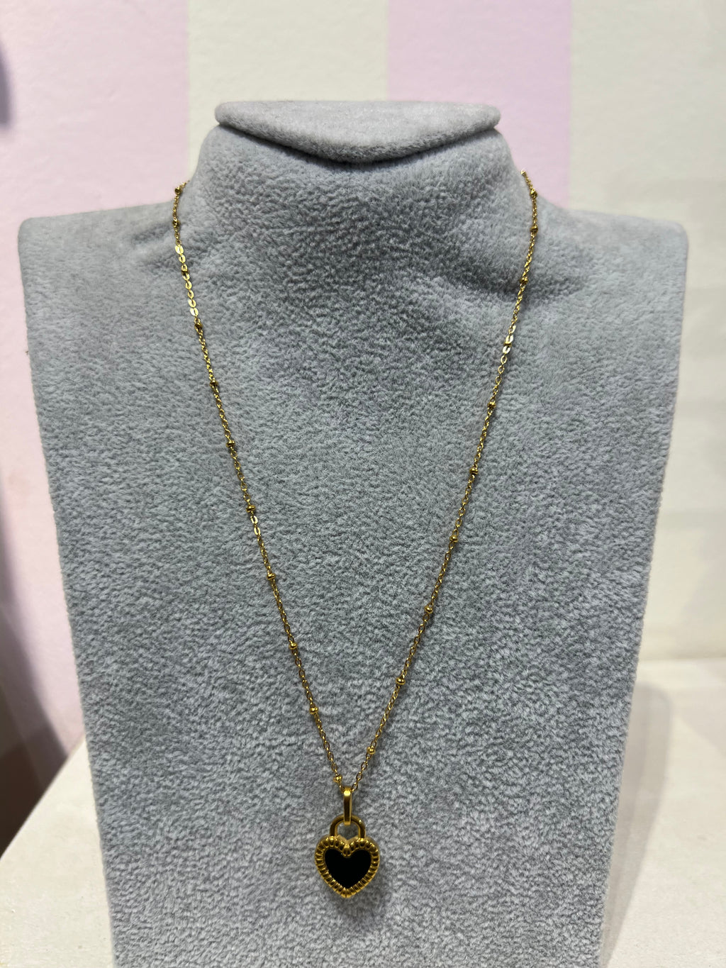Double face Heart 18 gold plated stainless steel necklace