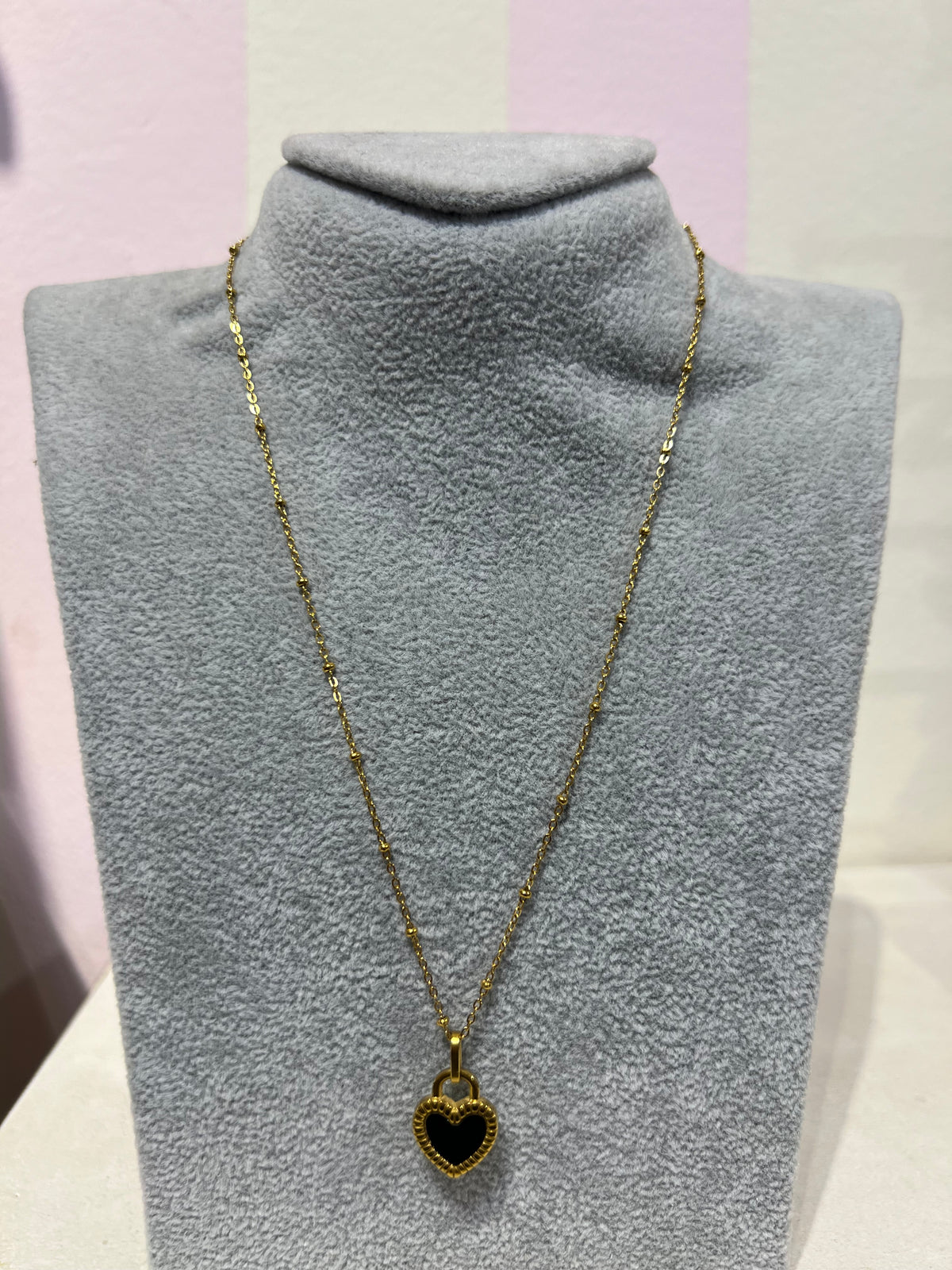 Double face Heart 18 gold plated stainless steel necklace