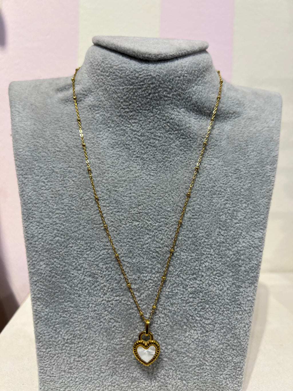 Double face Heart 18 gold plated stainless steel necklace