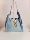 Chanel 25 large size in blue jeans