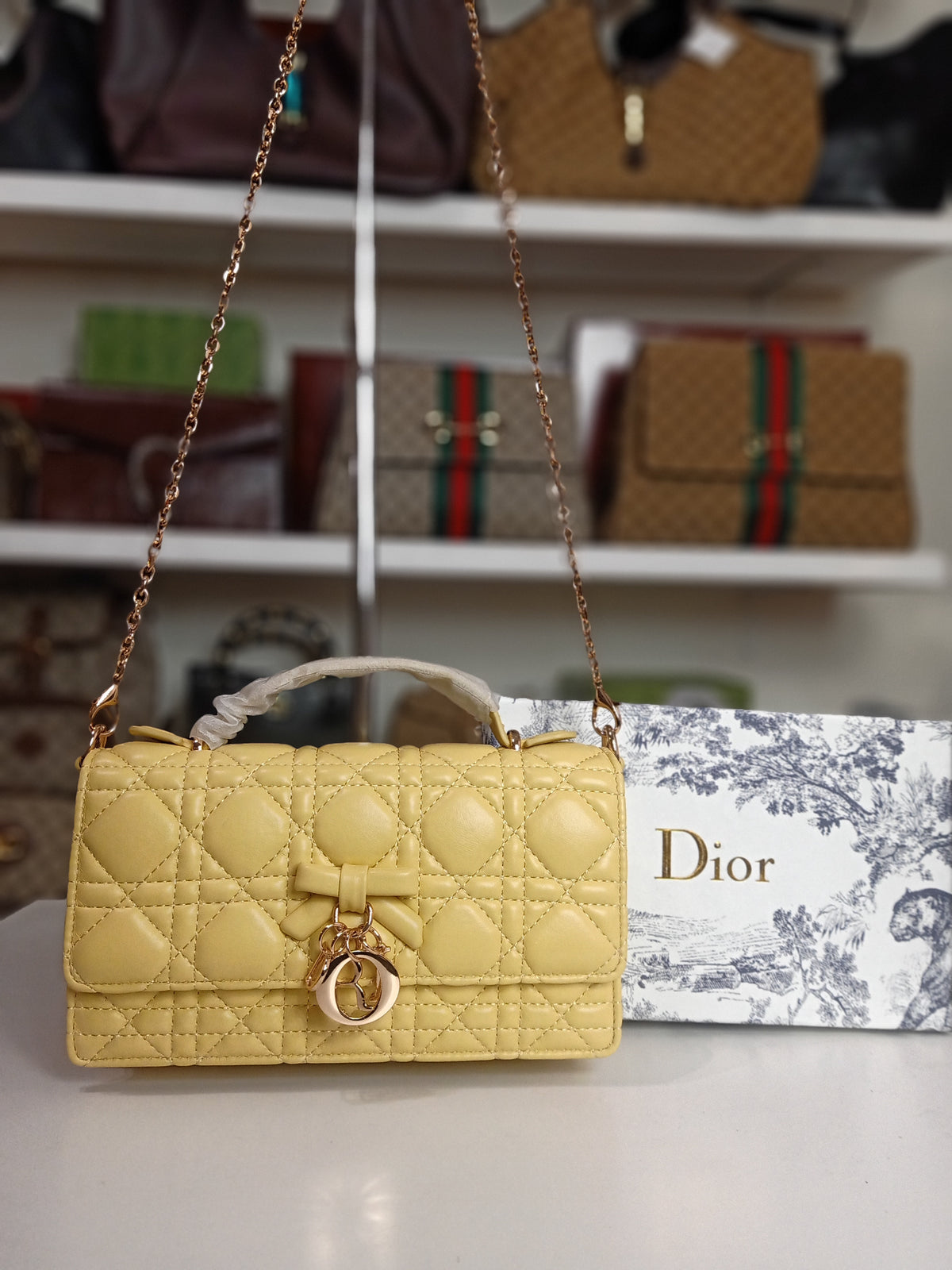 Dior bag in butter yellow