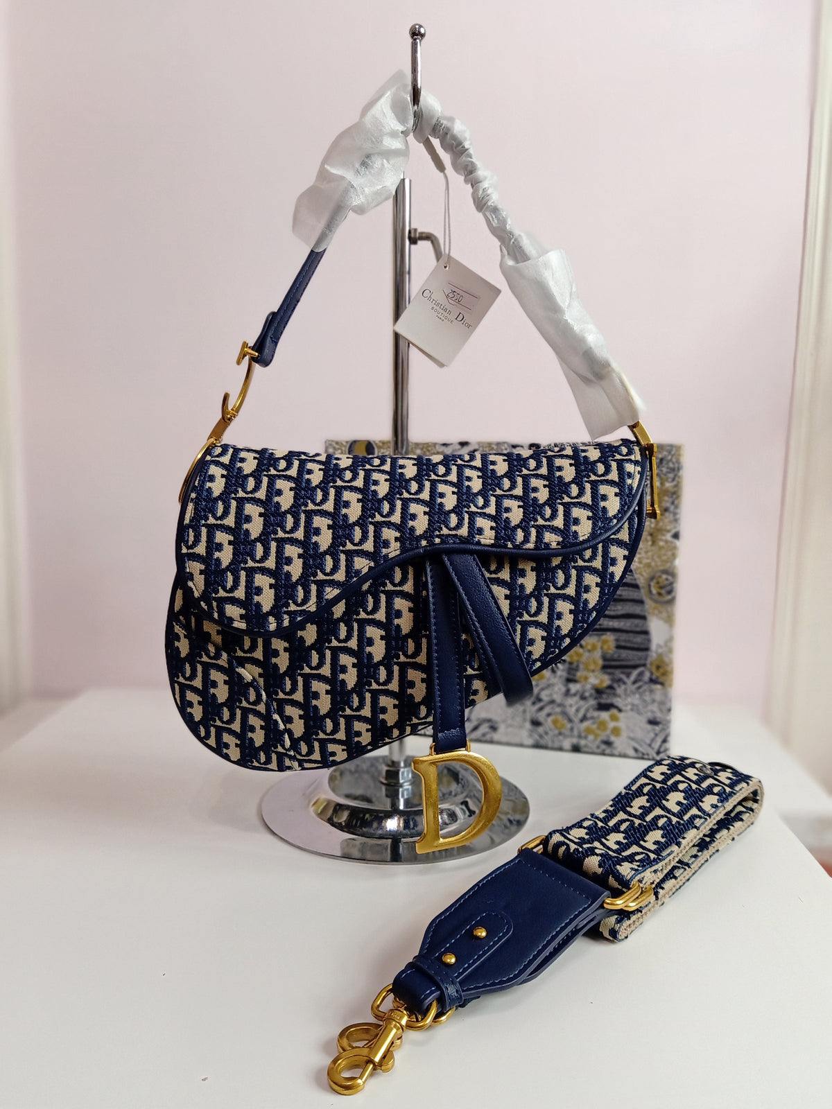 Dior saddle bag in blue-beige