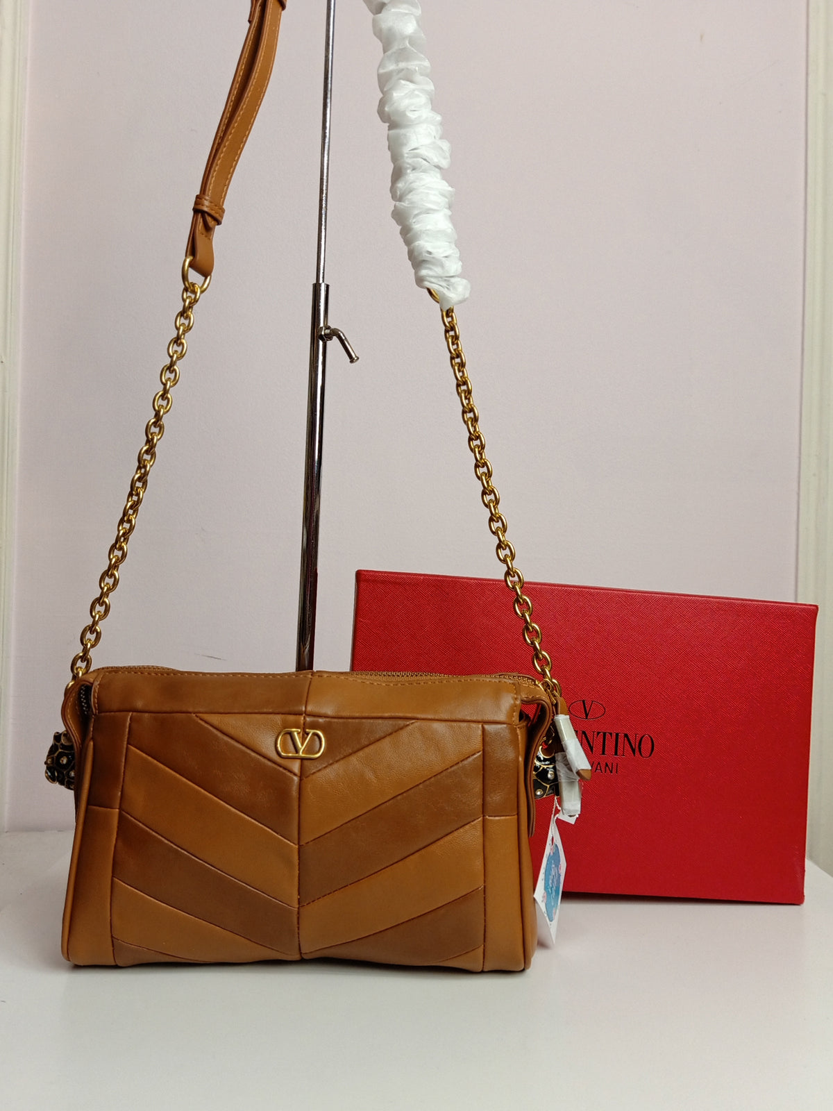 Valentino cross body bag in camel