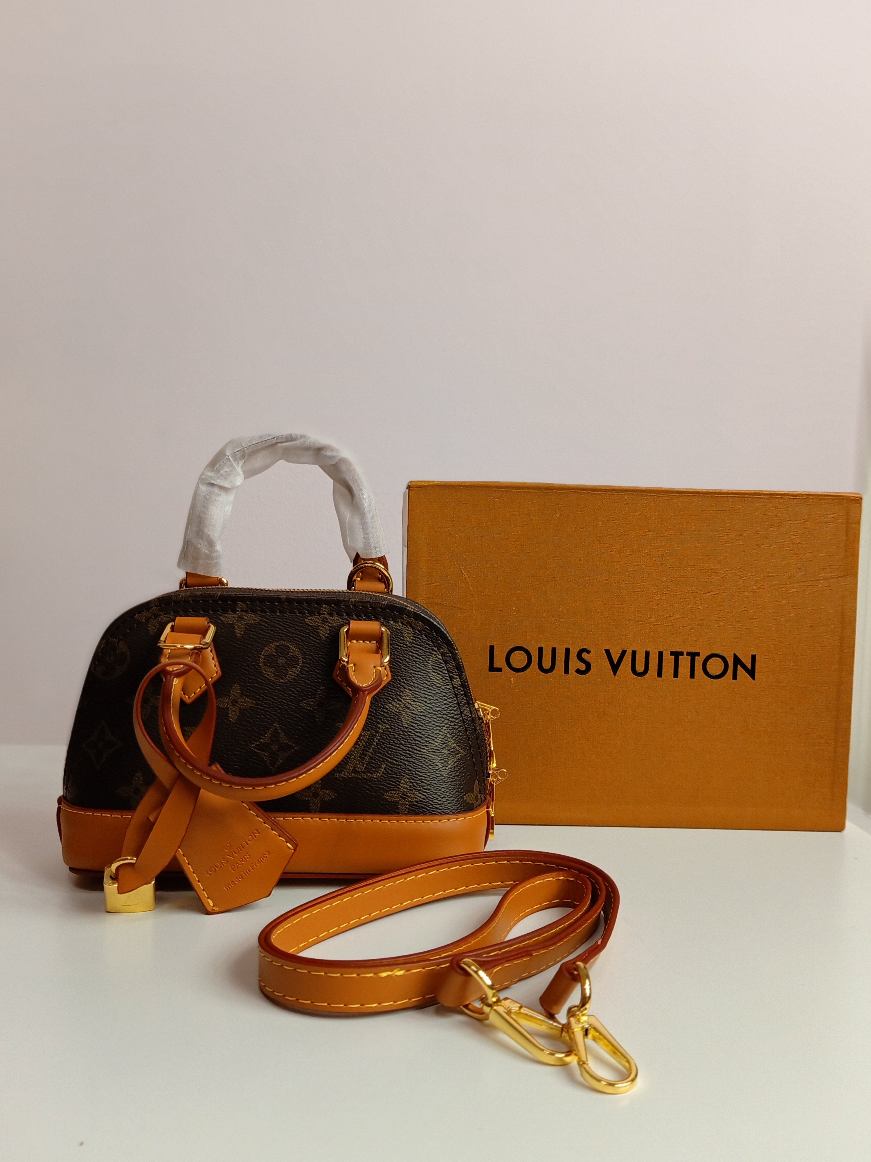 LV alma small size in brown-camel