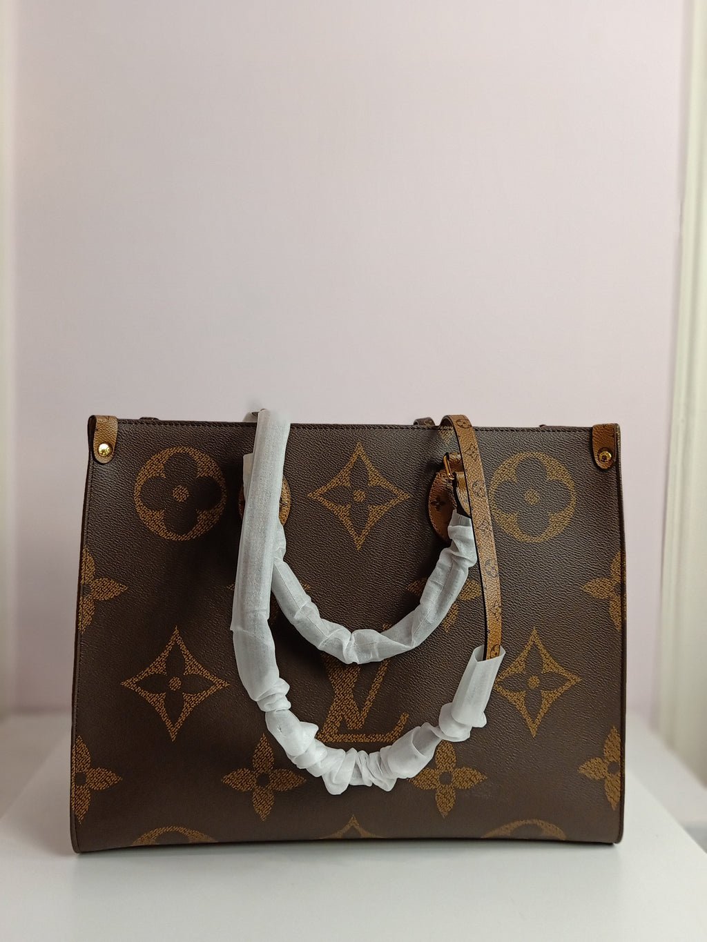 LV double faced tote bag large size in brown-camel