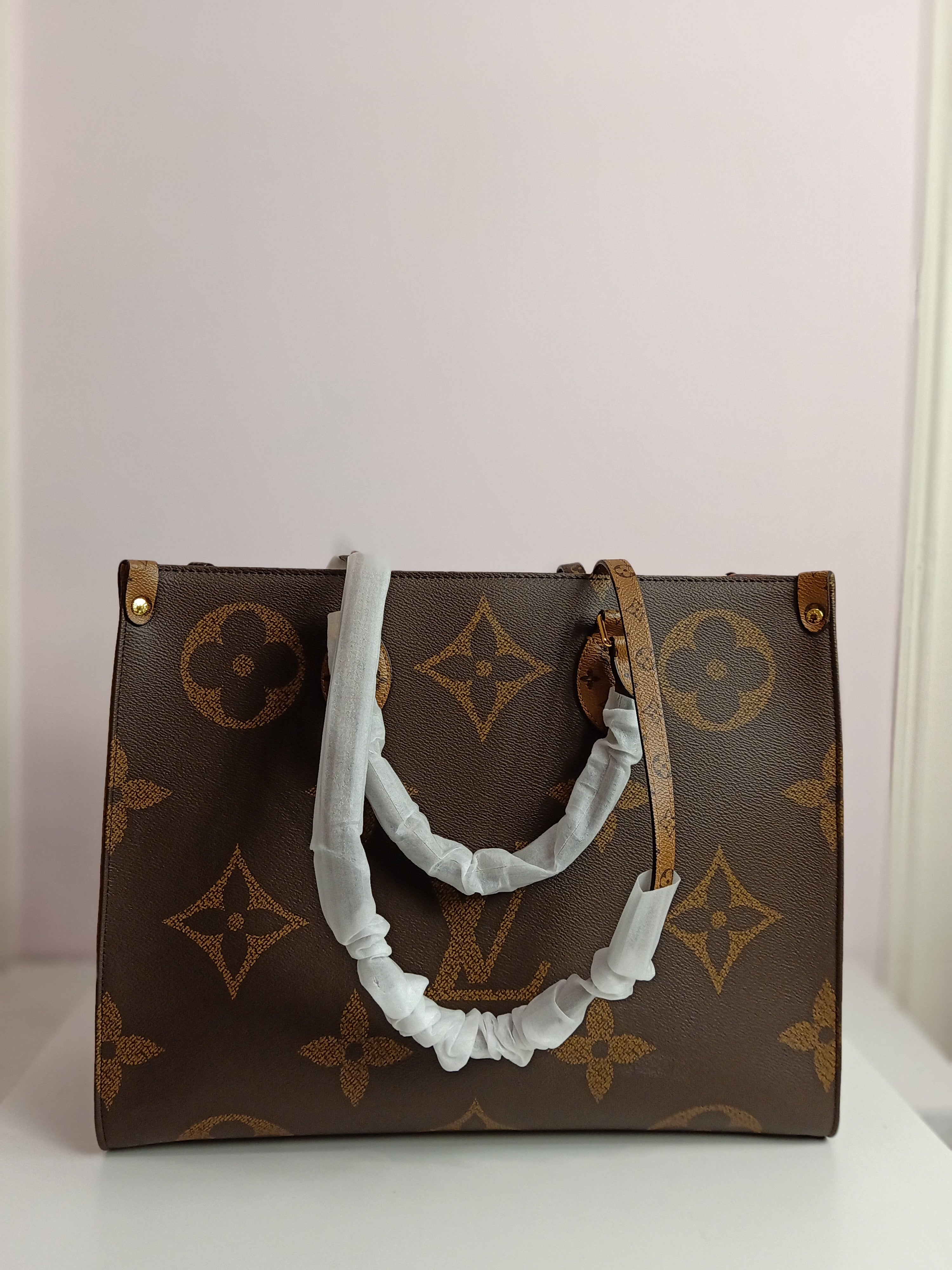 LV double faced tote bag large size in brown-camel