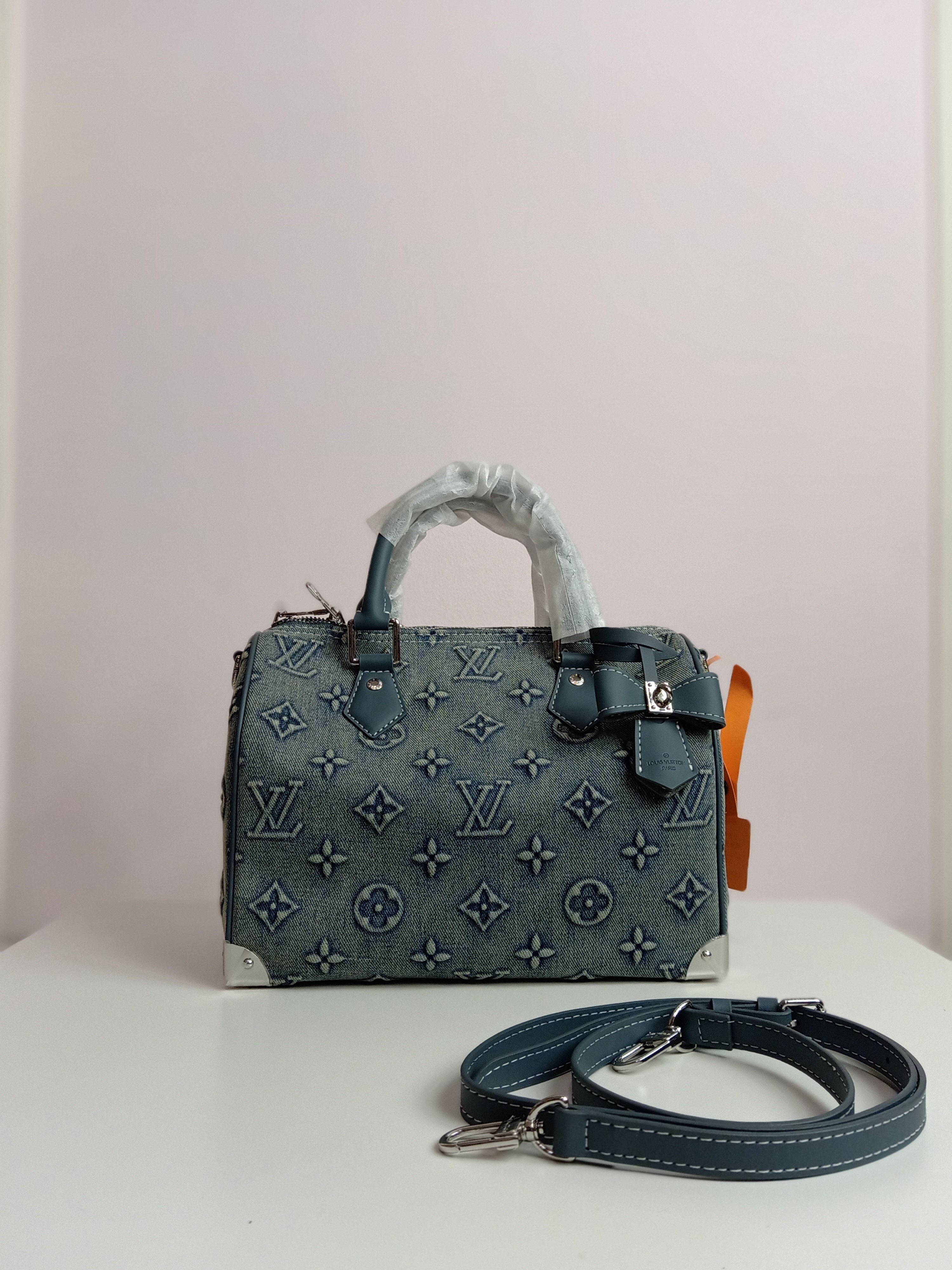 LV speedy in blue jeans