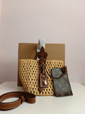 LV bucket raffia bag in brown