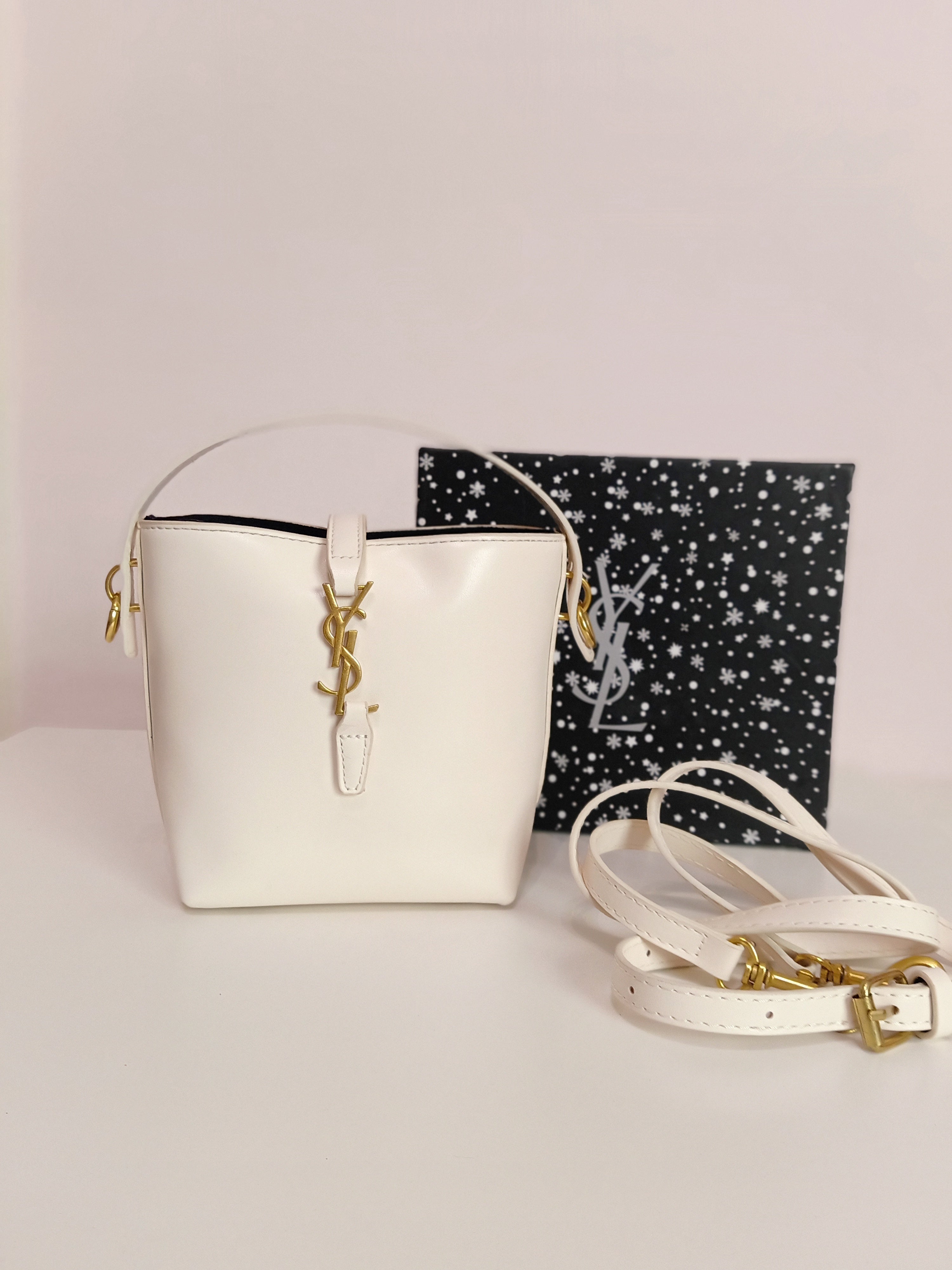 YSL small bucket bag in white