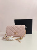 Chanel small cross body bag in powder pink