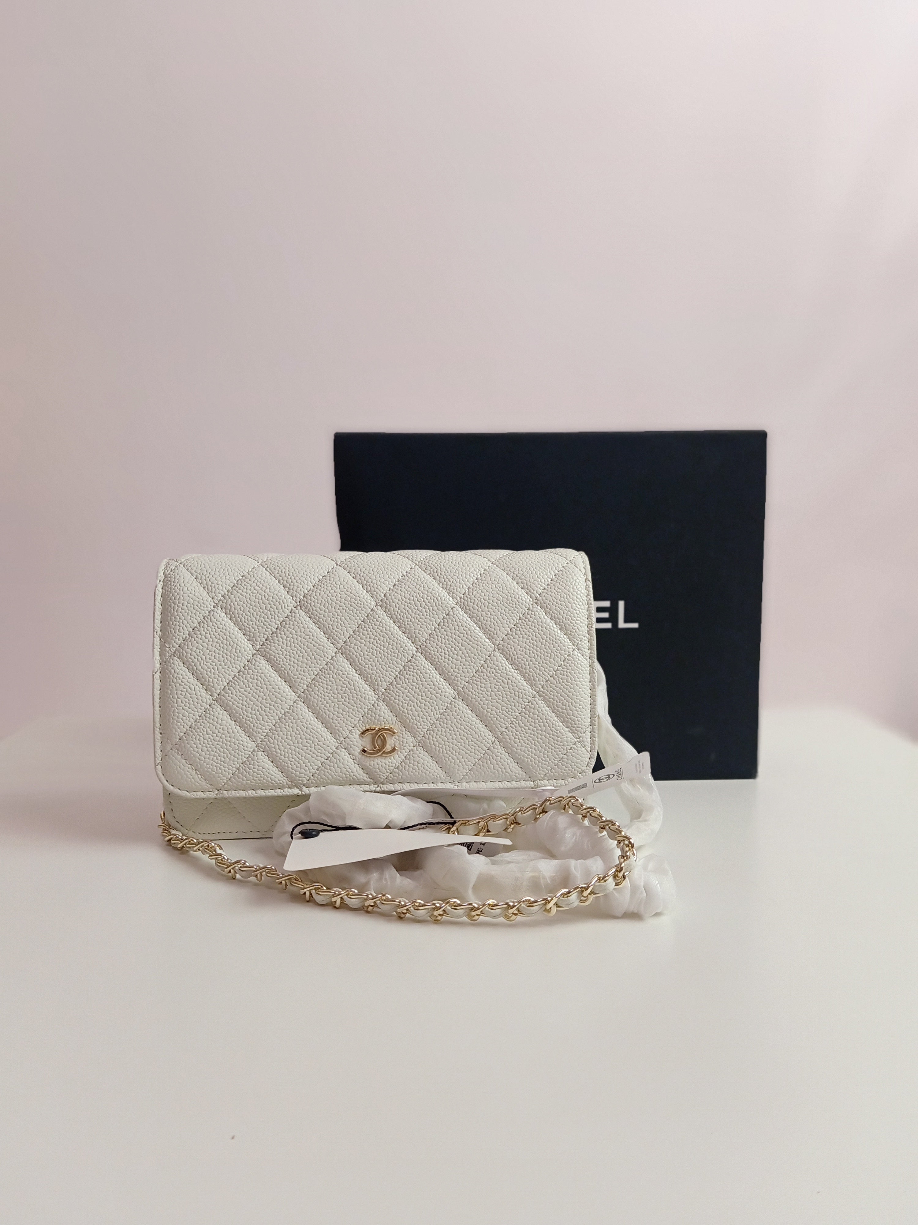 Chanel small cross body bag in white