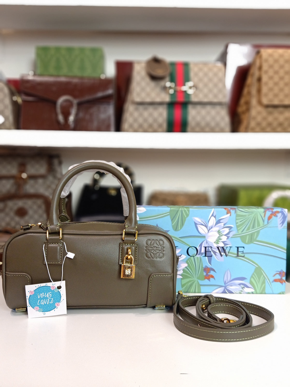 Loewe bag small size in olive green