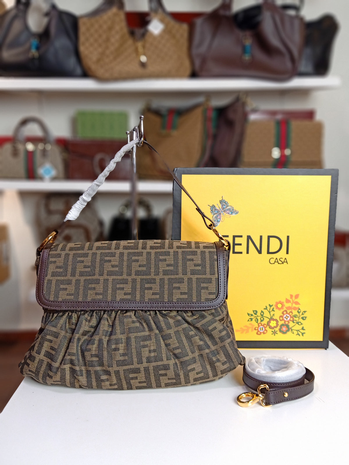 Fendi hand bag in brown